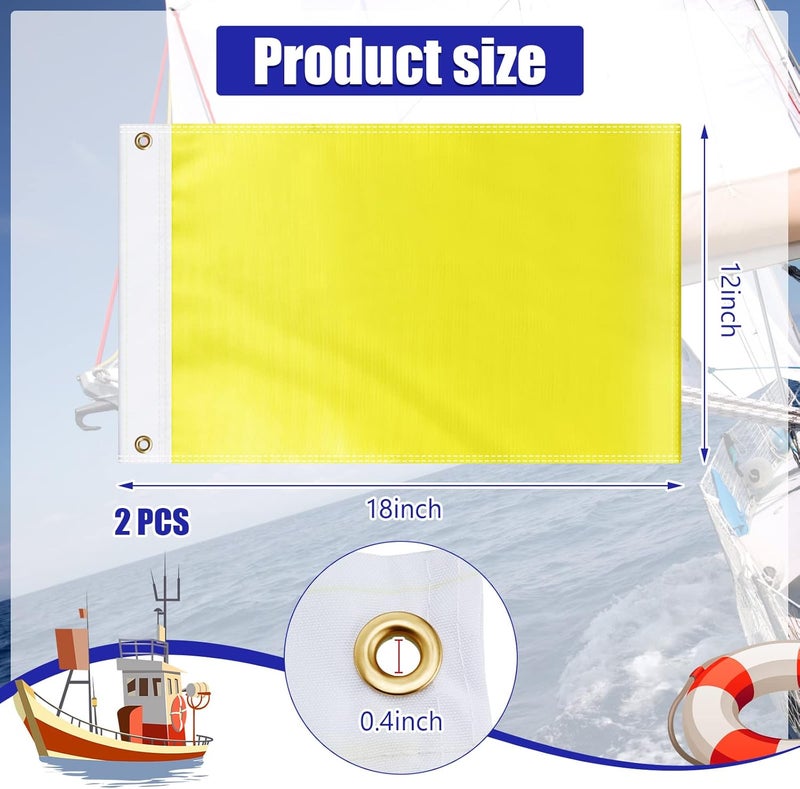 Boyiee 2 Pcs Yellow Quarantine Flag Blank Nautical Quarantine Message Flags Solid Color Nylon Boat Flag for Marine Sailing Port Entry, 12" x 18" - Image 3